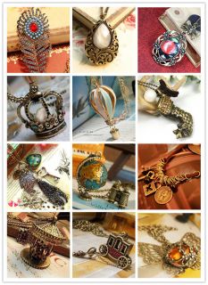   1pcs Retro Vintage Long Chain Pendant Charm Ornate Coat Necklace