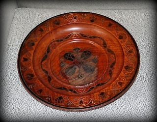 Vintage 14 inch Hand Made Wooden Wall Plate decorative Cepelia, Poland