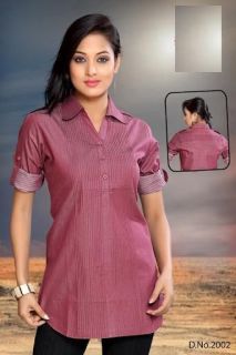 Kurti Brown Cotton Tunic Top Shirt Blouse Kurta Salwar Kameez Dupatta 