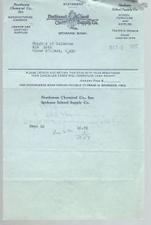 VINTAGE Ephemera ~ NORTHWEST CHEMICAL SCHOOL SUPPLY CO 1927