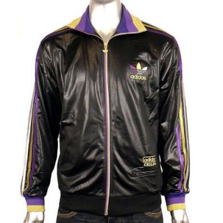 Mens Adidas Originals Chile 62 Rib TT Black Gold Track Suit Top Jacket 