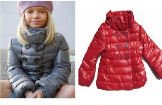 New Benetton Girl Kids Red Down Puffer Jacket $125 XXS 3 4