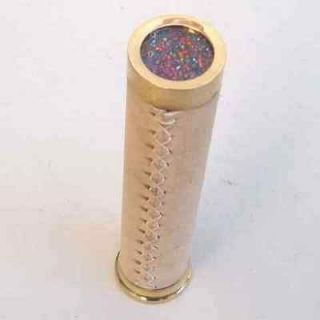   Now New Beautiful Brass Handmade Kaleidoscope With Stitched Leather