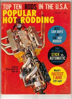 Popular Hot Rodding Car Magazine Apr 1963 Drag Race Chevy Engine Stock 