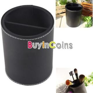   Brown Cosmetic Makeup Brush Round Pen Holder Tool Black Cup Container