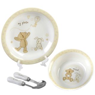   Corner Baby Dinner Set Plate Bowl & Cutlery Ideal Gift NEW 16776