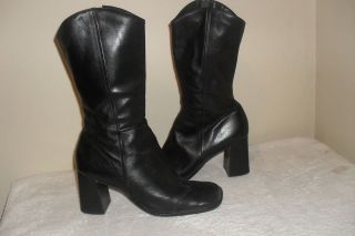 Ladies Black Brazilian Leather Maripe Mid Calf Boots size 8.5 M