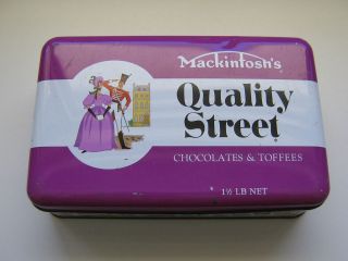 VINTAGE MACKINTOSH QUALITY STREET PURPLE CHOCOLATES & TOFFEES TIN 