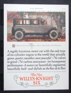1925 WILLYS   OVERLAND New Knight Six Motor Car magazine Ad Automobile 