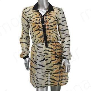   Elegant Womens Western Long Sleeve Lapel Leopard Dress Tops Shirts