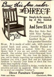 MISSION OAK STYLE MORRIS CHAIR SHOWN IN 1914 DIRECT FURNITURE 
