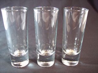   CLEAR SHOT GLASSES/ BUD VASES ELEGANT 4 1/4 TALL (SET OF 3