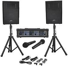   Performer Pack Portable PA System w/ Mixer, Speakers, Mics, Stands
