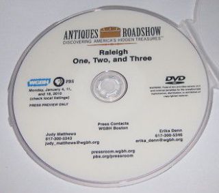 ANTIQUES ROAD SHOW, RALIGH, NC, 2010 PROMO DVD, 3 HOURS, 3 FULL 