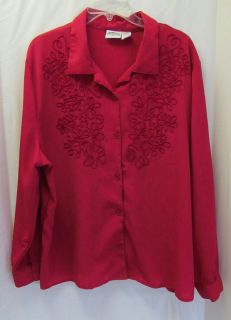Womens Collections Etc. Red Long Sleeve Button Down Shirt size 2X #8