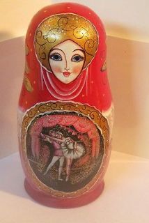 Collectible Wooden 5 Nesting Dolls BALLET Different Picture on each 
