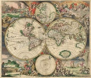 1689 interesting historic old world map 24x28 
