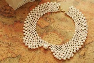   Vinage Lady Party Banquet White Pearl Beads False Collar Necklace