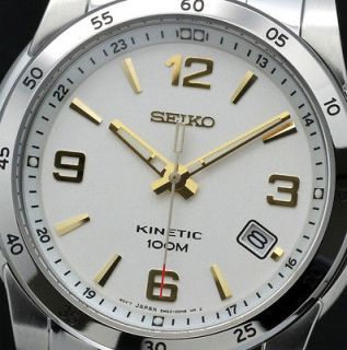 LATEST New 2012 Two Tone Model White Dial 100m Seiko Kinetic SKA503P1