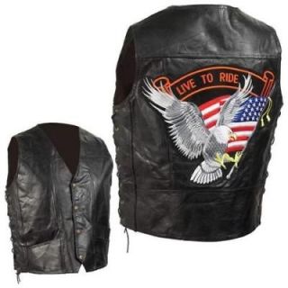hand sewn pebble grain leather motorcycle biker vest