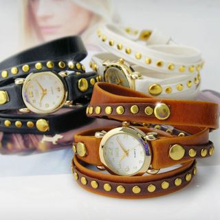 IEKE Long Leather Strap Bracelet Wrist Watch Quartz Gift 