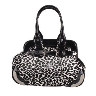 New Women And Ladies PU LeatherLeather Leopard Print Handbag Black 
