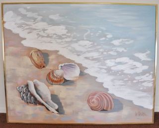 Lee Reynolds Contemporary Beach Scene Oil Painting signed 60s/70s