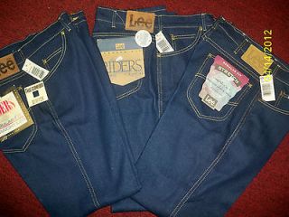 LEE STRETCH JEANS MENS REGULAR FIT NWT MADE IN USA DEADSTOCK DARK BLUE 