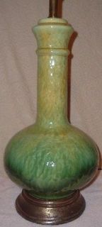 Vintage Large Art Pottery/Ceramic Lamp Mid Century Modern Greens
