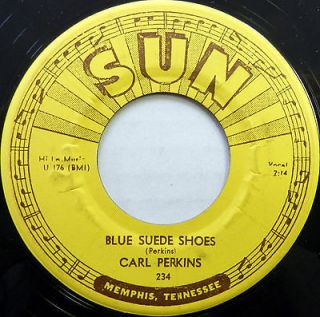 CARL PERKINS 45 Blue Suede Shoes / Honey, Dont SUN Rockabilly #707