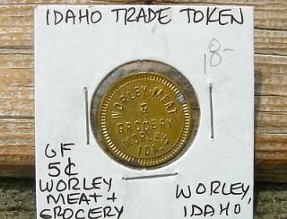 1900s WORLEY ID. IDAHO (TINY TOWN KOOTENAI) OLD MEAT & GROCERY BRASS 