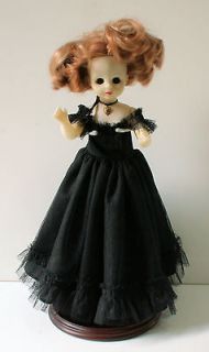 Vinyl HORSMAN Jointed Doll w/Stand Black Lace Dress Sleep Eyes 