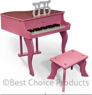 Childs Grand Piano With Bench Solid Wood Construction Pink Kids Piano 