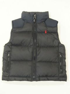 New with tag NWT Ralph Lauren Boys Charcoal Black Polo Down Vest 