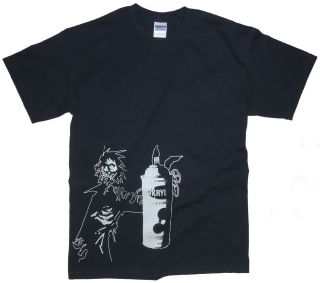 Zombie Graffiti T shirt Krylon Paint Spray Can Black Grey Shirt Urban 