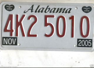 2005 alabama 4k2 5010 ambulance hearse licens e plate one