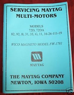 Maytag Gas Motor Engine Service Book Parts Manual & Serial # List 