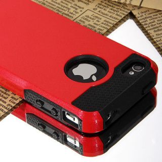 Pen+Red Rugged Rubber Matte Hard Case Cover For iPhone 4G 4S w/ Screen 