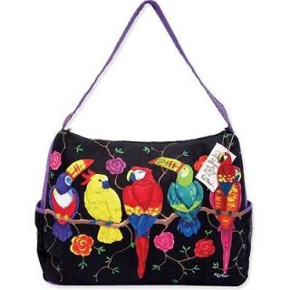 Tropical Birds Parrots Large Hobo Tote Bag by Paul Brent PB8131 NEW