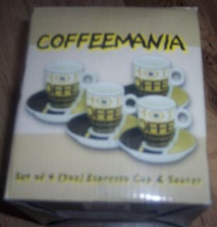 coffeemania set of 4 espresso cup saucer 