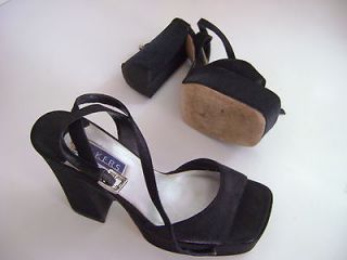 GLAMOUROUS BAKERS BLACK FABRIC ANKLE/OPEN TOES FUN HIGH HEELS SZ 6 1 