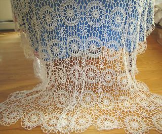 GORGEOUS ALL Hand Tatted WHITE Lace Banquet Tablecloth LARGE 130 