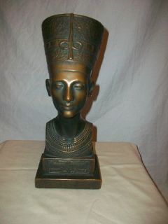 Vintage Marwal Head Bust Figure Queen Nefertiti In Bronze Finish