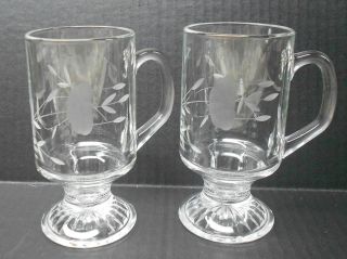 Princess House Crystal Heritage Irish Coffee Cup Mug Set of Two