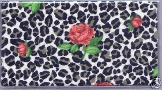 Newly listed LEOPARD PRINT TYPE CHECKBOOK COVER WITH MAUVE ROSES