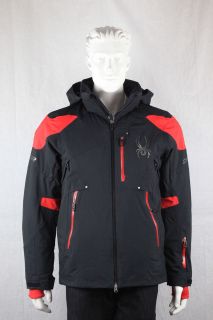 Spyder Mens Leader Ski/Snowboard Jacket Black/Red Winter Insulation