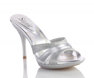 Orlando Silver Metallic Slide High Heel Bridal Wedding Shoes