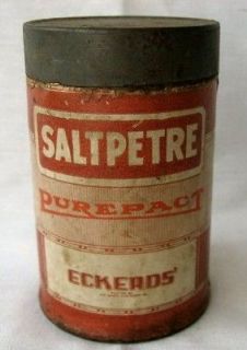 Vintage Eckers Drug Saltpetre ~ Red & White Tin ~ Drug Store 