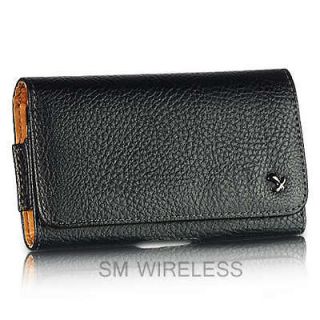 For LG Enlighten / Optimus Slider / Vortex Black Leather Case Pouch 