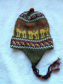 Made In Peru New Thick Alpaca Chullo Earflap Hat Llama Alpaca Design 